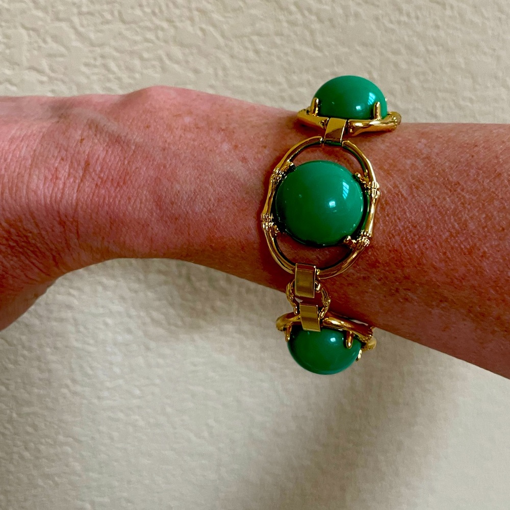 Stella and Dot Zinnia green and gold link bracelet